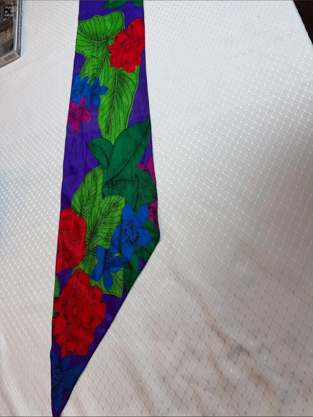 Liz Claiborne vintage 100% silk Bold Floral scarf in Purple, Green & Red
